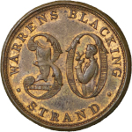 Great Britain, London. Warrens Blacking Brass Unofficial Farthing Token. ND (early 1800's).