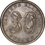 Great Britain, London. Warrens Blacking Brass Unofficial Farthing Token. ND (early 1800's).