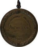 Belgium. Antwerp Æ Medallion "Belgium Agricultural Society award for Breed of Cow". 1909.