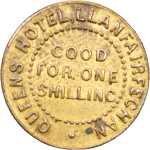 Great Britain. North Wales, BR Queens Hotel Llanfairfechan Shilling Token. 1880-1895. 