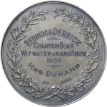 South Africa. George V AR Rand Show Silver Award Medal. 1931. 