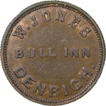 Great Britain, North Wales. Denbigh BR The Bull Inn Pub Check. Circa 1890-1920. 