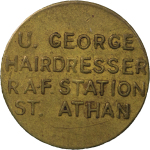 Great Britain, South Wales. Glamorgan R.A.F. Base St. Athan BR Eight Pence Hairdresser Token. 1939-1945.