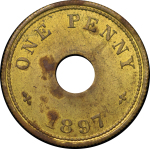 Great Britain, North Wales. Salisbury Hall BR One Penny Token. 1897.