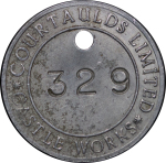 Great Britain, North Wales. Flintshire AL Courtaulds Works Tally. Circa 1950.