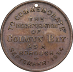 Great Britain, North Wales. Colwyn Bay Æ Medallion, Incorporation as a Borough. 1934.