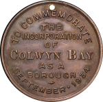Great Britain, North Wales. Colwyn Bay Æ Medallion, Incorporation as a Borough. 1934. 