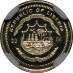 Liberia. Proof Gold $10 Dollars Panda. 2006.