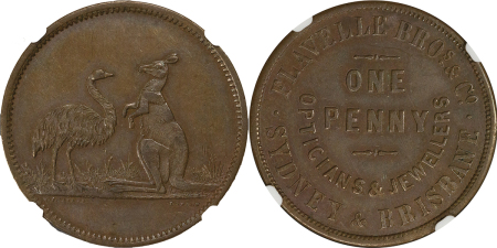 Australia, Sydney & Brisbane. Flavelle Bros. & Co. CU Penny Token. 1857.