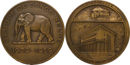 Africa. Belgium Congo. Bank of Congo Æ Medallion. 1959.