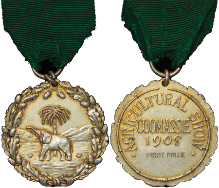 British Africa, Gold Coast. Coomassie Agricultural Show AR First Prize Medal. 1908.