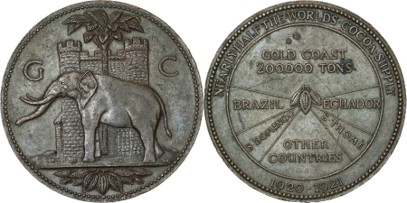 Gold Coast, Africa. Æ Advertising medallion. 1920-21.