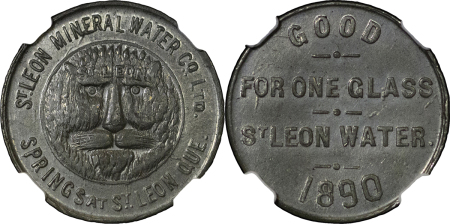 Canada, Quebec. St. Leon Mineral Water Company Ltd Alu 1 Glass of water token. 1890.