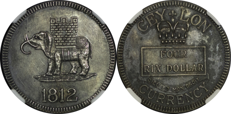 Ceylon, British Colonial. Lapa Fantasy Issue AR 4 Rixdaler. 1812. 