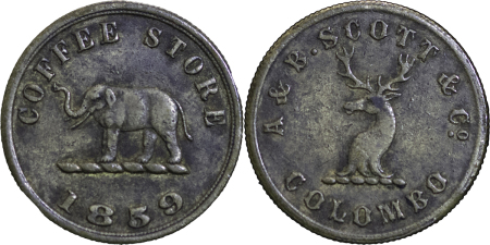 Ceylon, Colombo Slave Island Brass Sixpence token. 1859.