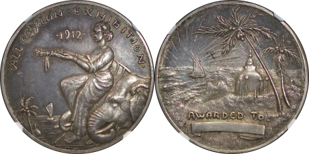 Ceylon. All Ceylon AR Prize medallion. 1912. 
