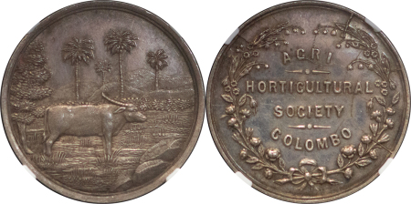 Ceylon. Colombo, Agri Horticultuiral Society AR Medallion. Circa 1890-1900. 