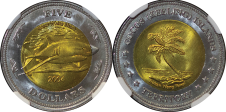 COCOS KEELING ISLANDS, Australia. Fantasy Isuue Bi Metal $5. 2004. 