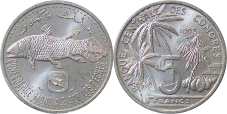 Comoros, Islands of. World Fishery Conference ALU 5 Francs. 1992. 