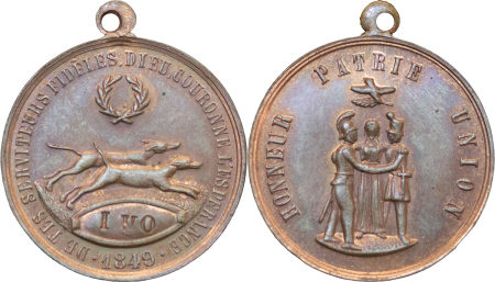 France, Second Republic. Paris CU Dog Racing Jeton. 1849. 