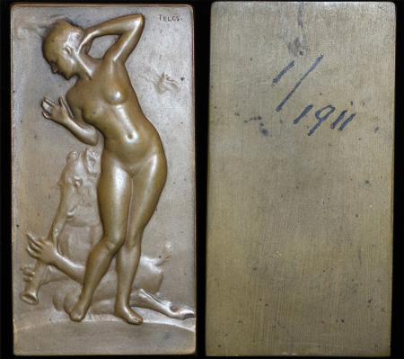 France. Nude Æ art deco plaque. 1911. 