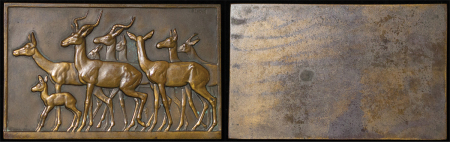 France. Mauruce Thenot Æ Plaque "Gazelles". 1936. 