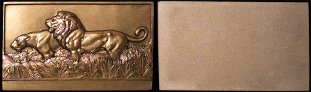 France. Mauruce Thenot Æ Plaque "Lions". 1936. 