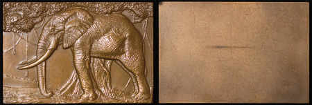 France. Mauruce Thenot Æ Plaque "Elephant". 1936. 