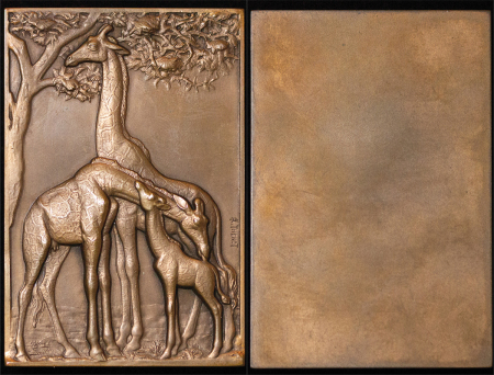 France. Mauruce Thenot Æ Plaque "Giraffe". 1936. 