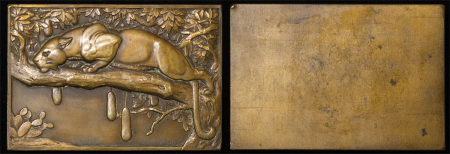 France. Mauruce Thenot Æ Plaque "Leopard". 1936. 