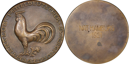 Germany, Hamburg. National Bantam Breeders Æ award medal. 1921. 