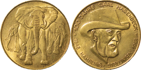 Germany, Hamburg. 100 Years of Carl Hagenbeck Æ Medallion. 1848-1948. 