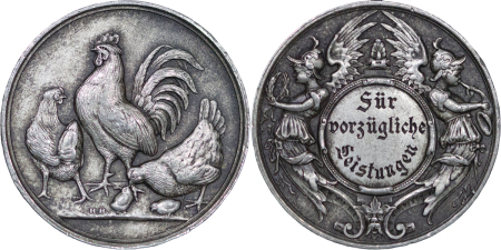 Germany, "For Excellent Performance" by Cockrel Breeder WM Medal. Circa 1925-1940.