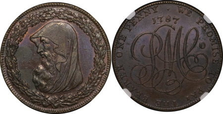 GREAT BRITAIN, Wales. Anglesey Paris Mines CU Penny Token. 1787. 