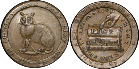 Great Britain, Middlesex CU Cat Farthing token. 1796. 