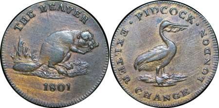 Great Britain, London. Pidcocks CU Farthing Token. 1801. 