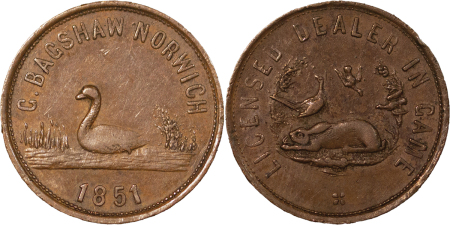 Great Britain, Norwich. G.Bagshaw CU Farthing token. 1851. 