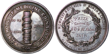Great Britain. Edinburgh AR School of Medicine Prize medallion. 1878.