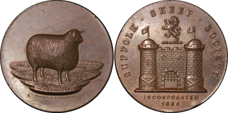 Great Britain. Victoria Æ Award medal for the Suffolk Sheep Society. 1886. 