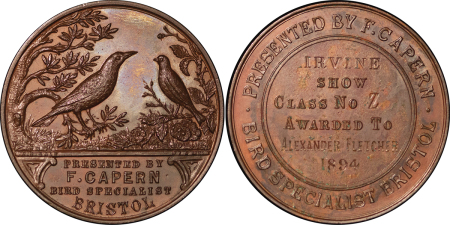 Great Britain, Bristol. Bronze Bird Specialist Award for Class Z. 1894. 