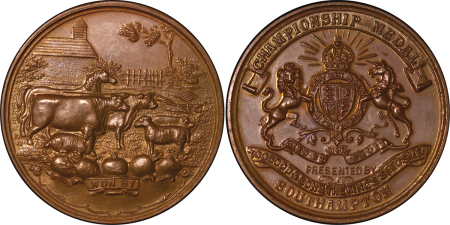 Great Britain. Southampton Æ Agricultural Show Championship Medal. Circa 1910. 