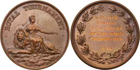 Great Britain. George V Æ Award Medal "Royal Marines Combat". 1930. 