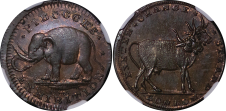 Great Britain.Middlesex Pidcocks CU Farthing token. 1795-98. 