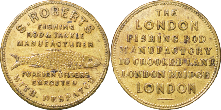 Great Britain, London. Fishing Tackle Manufacturers Brass token. 1869-70. 