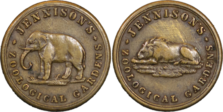 Great Britain. Jennisons Æ Zoological Gardens pass. 1895-1910. 