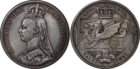 Wales, modern Pattern Crown in Cu Ni. Victoria replica. Circa 1985-1990. 