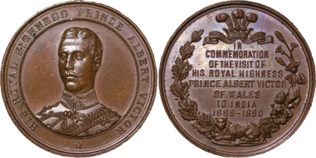India, British Colonial. Prince Albert CU Medallion. 1890. 