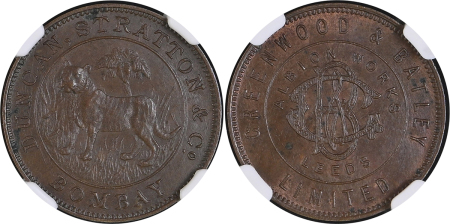 India, British Colonial. Bombay CU Half Rupee Token. c.1905.