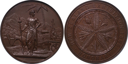 New Zealand. First New Zealand Ehibition Æ Medallion. 1865. 