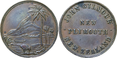 New Zealand, New Plymouth CU Penny Token. 1875. 
